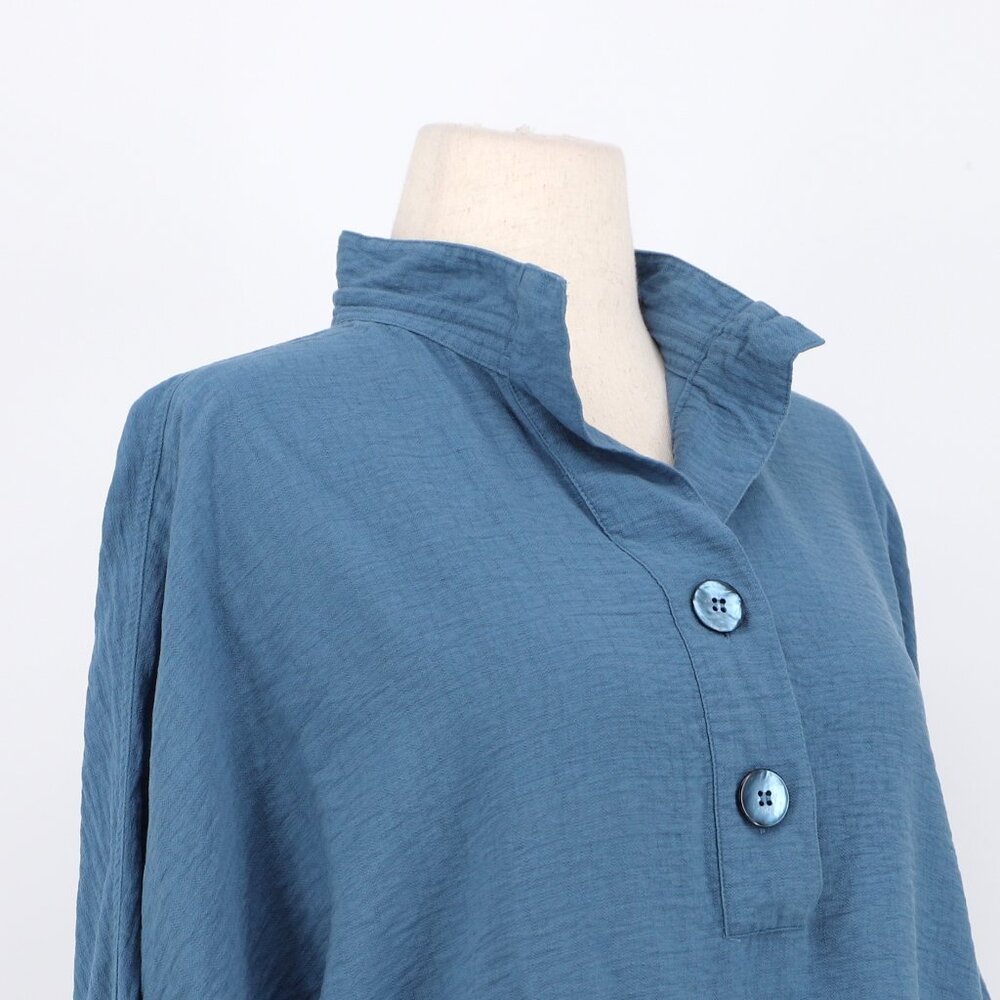 JOHN MARK Relaxed Fit 3/4 Sleeve Blue Tunic Top Size L - Picture 3 of 7